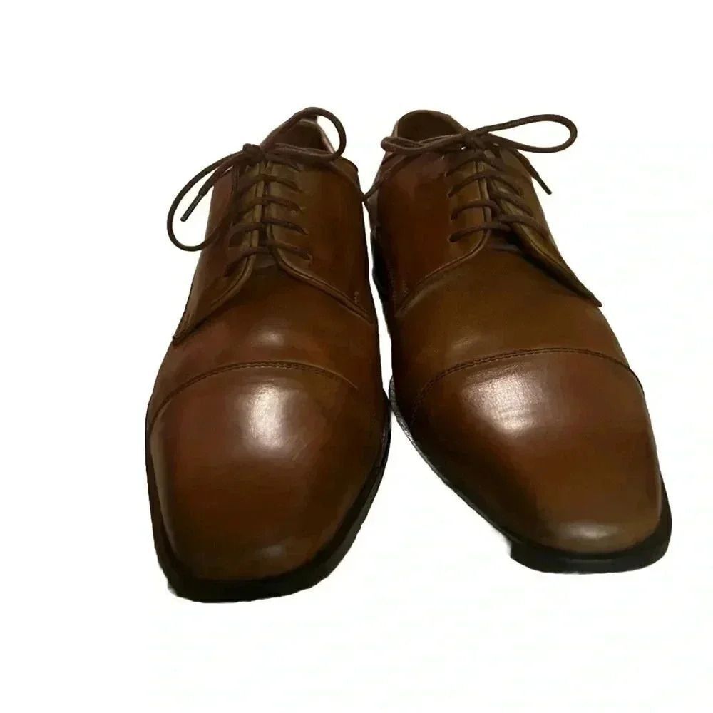 Massimo Matteo Italian Cap Toe Oxford Brown Leather Shoes Men's Size 9.5M